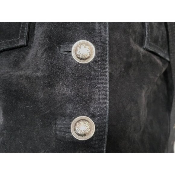 Y2K Vintage Boho Black Suede Belted Jacket Genuine Leather - Picture 7 of 12